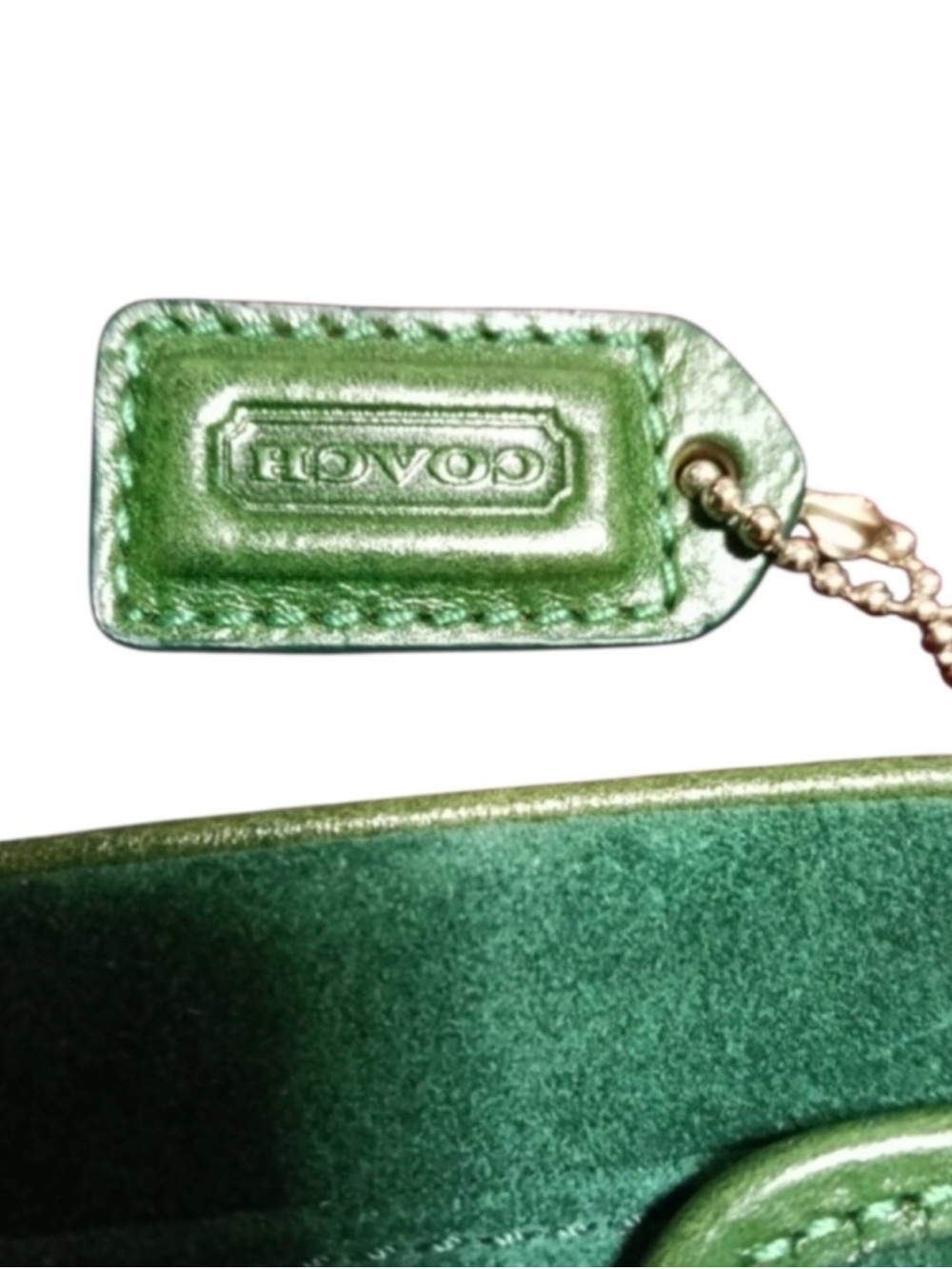 Coach Soho Emerald Green Suede Wristlet Clutch - Picture 3 of 4